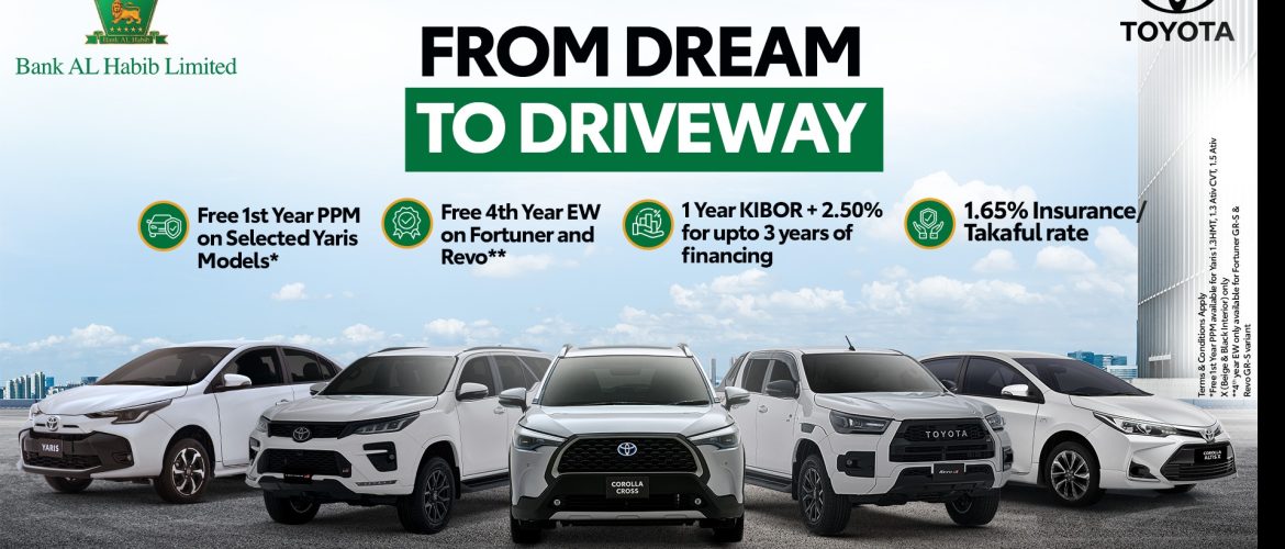 Turn your dream of owning a Toyota into reality with Bank AL Habib’s exclusive financing offer.